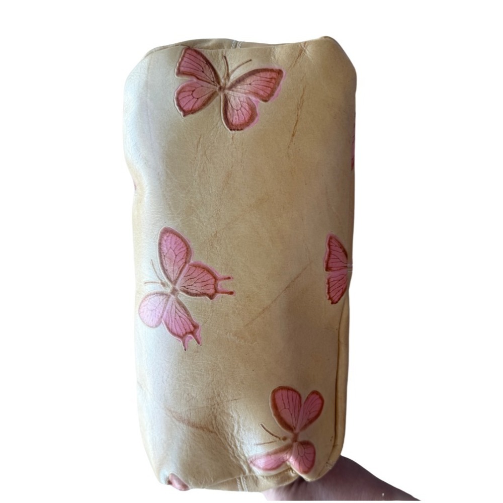 Mila Schon Vintage Y2K Butterfly Leather Handbag Cream Pink Fairy Coquette Rare - Picture 7 of 12